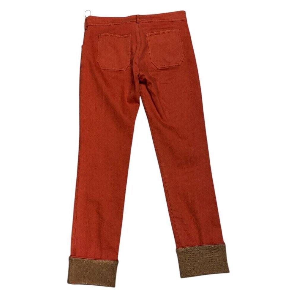 BALENCIAGA Orange Luxury Designer Skinny Leg Ankle Cuff Jean Pants Size 6 Medium - Picture 2 of 8